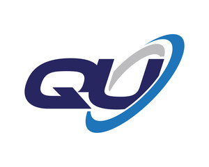 QU Swoosh Letter Initial Logo
