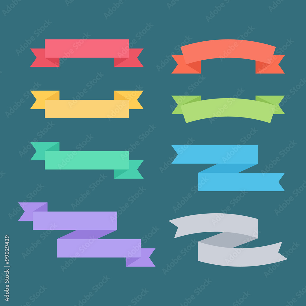 Poster flat vector ribbon labels set. ribbons vector collection.