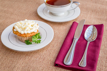 Cream cheese frosted carrot cake cupcakes.