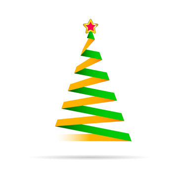 christmas tree vector with star