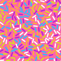 Donut sweet glaze seamless pattern with coconut shavings topping