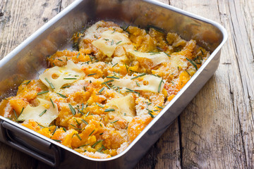 Cooking pumpkin baked with cheese