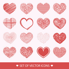 Different abstract heart icons collection. Set vector illustrati