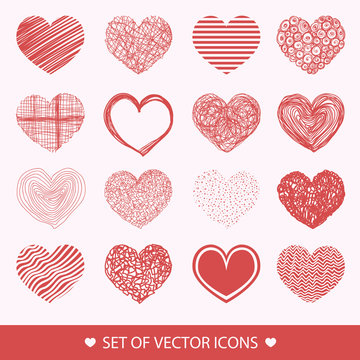 Different abstract heart icons collection. Set vector illustrati