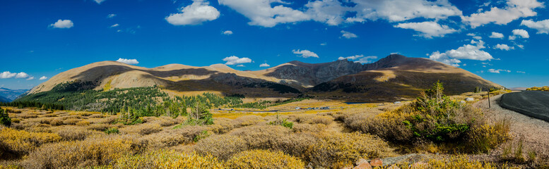 Fototapeta na wymiar Panorama of Mountains and Road in Colorado
