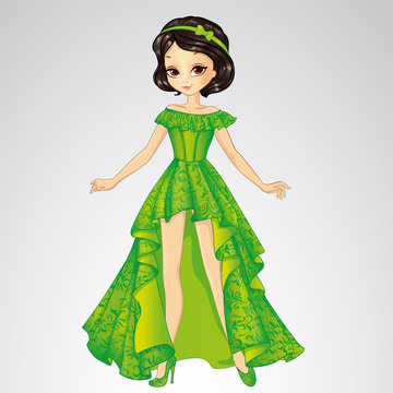 Beauty Princess In Green Dress