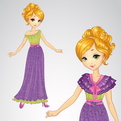 Fototapeta na wymiar Princess In Romantic Purple Dress