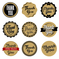 Thank You Sticker. Cardboard, White Print.