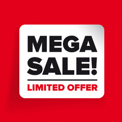 Mega Sale limited offer label vector