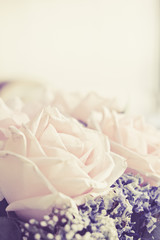 Pink rose in a floral bouquet background