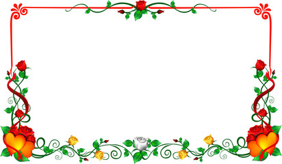 Vector red rose frame floral