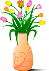 flower and leaf in vase vector design