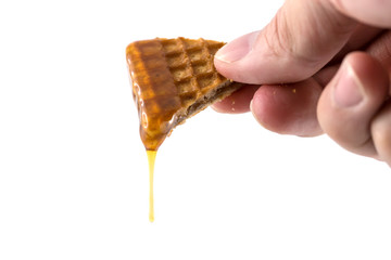 Sweet waffle with honey