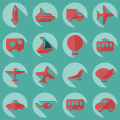 assembly icons of transport delivery set collection