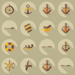 Fototapeta premium Flat concept, set modern design with shadow sailing