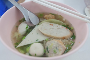 Thai Noodle Soup with fish ball