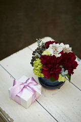 Flowers with gift box
