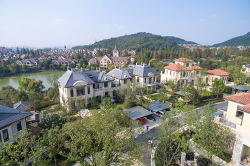 Fototapeta premium aerial view of modern villas