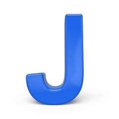 3d glossy blue letter J