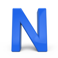 3d glossy blue letter N