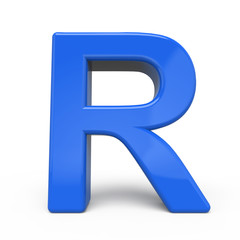 3d glossy blue letter R