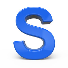 3d glossy blue letter S