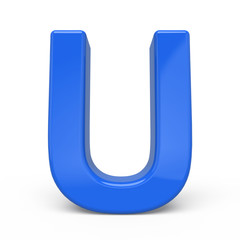 3d glossy blue letter U