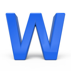 3d glossy blue letter W