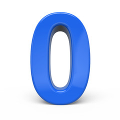 3d glossy blue number 0
