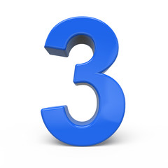 3d glossy blue number 3