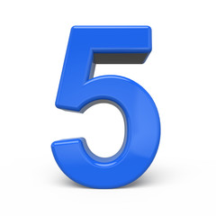 Fototapeta premium 3d glossy blue number 5