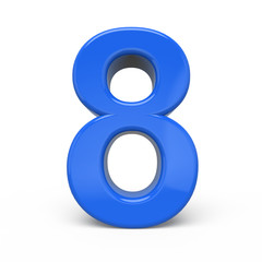 3d glossy blue number 8
