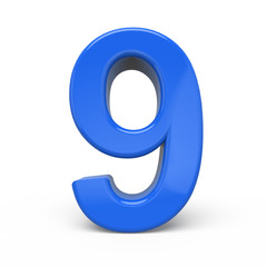 3d glossy blue number 9