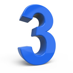 3d glossy blue number 3