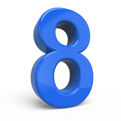 3d glossy blue number 8