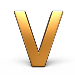 3d matte gold letter V