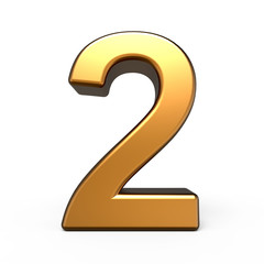 Naklejka premium 3d matte gold number 2