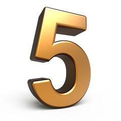 Fototapeta premium 3d matte gold number 5