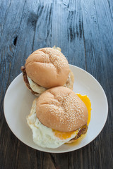 hamburger pork Fried egg