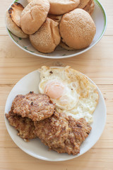 hamburger pork Fried egg