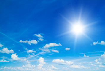 The blue sky with clouds, background