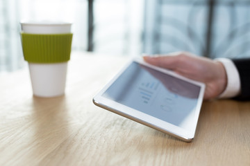 businessman checking financial reports