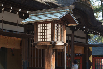 japanese wooden lantern, Sumiyoshi Taisha Shrine, Osaka, Japan