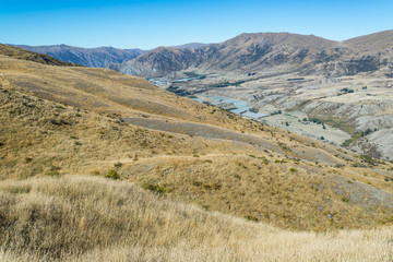 view from Crown Range Road, South Island New Zealand