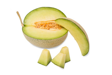 cantaloupe melons with slices ready to eat