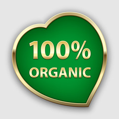 Green organic plate in golden frame