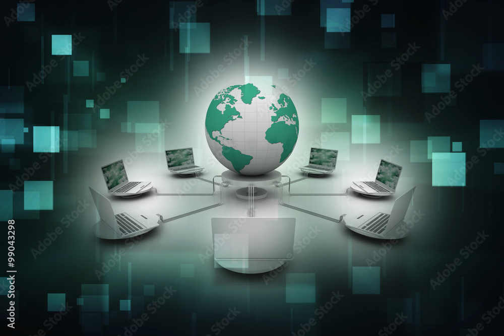 Poster 3d rendering technology computer network