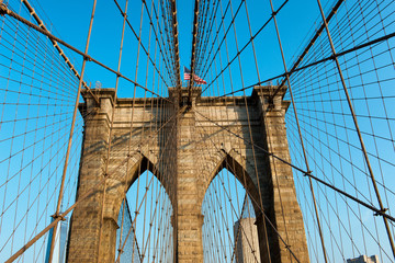 Network of suspension cables Brooklyn Bridge