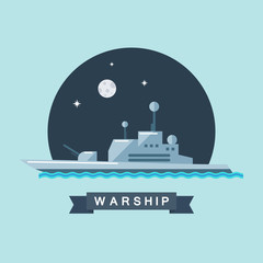 Warship flat vector illustration. © FineVector