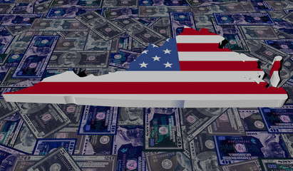 Obraz premium Virginia map flag on dollars illustration